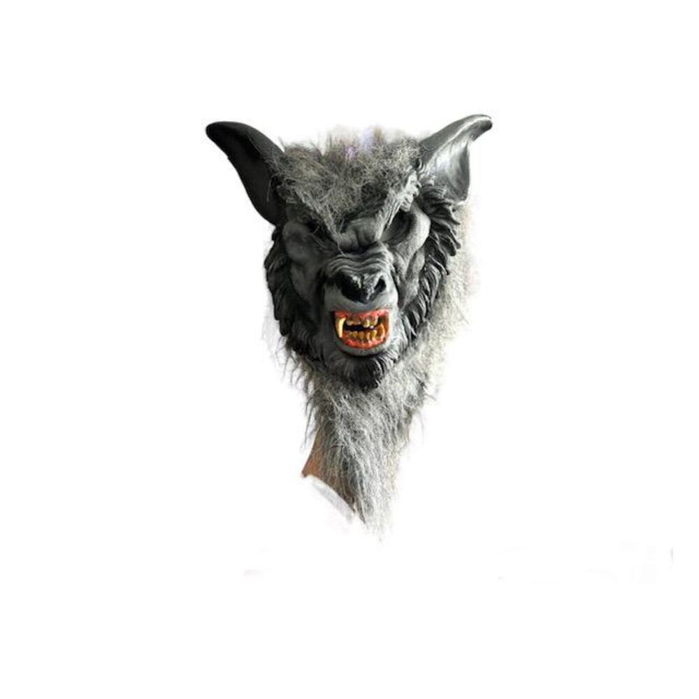 Fun World Halloween Werewolf Wolf Man Rubber Mask  Grey Child Size M Age 8-10 - Picture 7 of 9